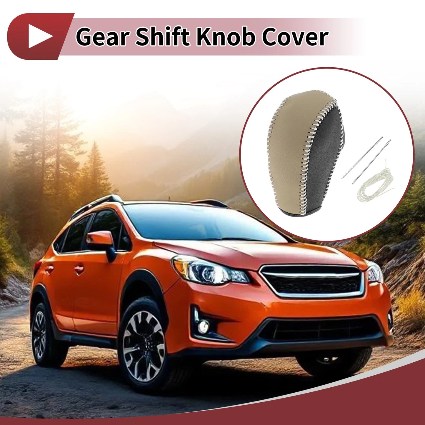 Gear Shift Knob Cover for Subaru Forester (2014–2017) Black Beige