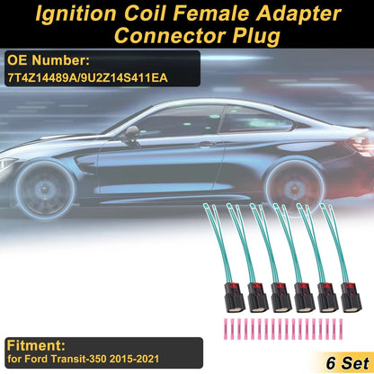 Set of 6 Ignition Coil Connector Plugs for Ford Transit-350 (2015–2021) No.7T4Z14489A