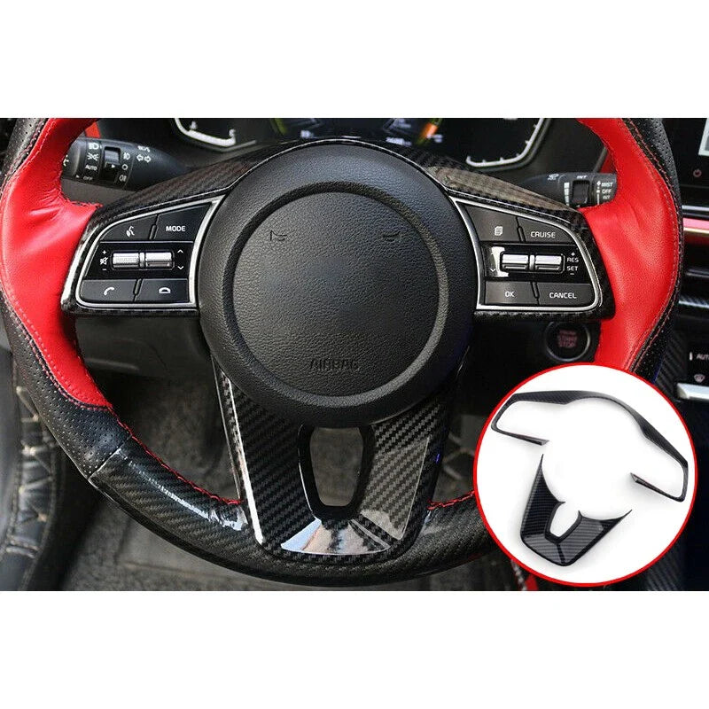 2 x Carbon Fiber Style Steering Wheel Covers for Kia Forte K3 (2019-2020)