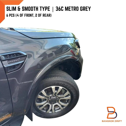 36C Metro Grey Slim Fender Flares for Ford Ranger T6 (2015-2018)