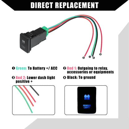 Reverse Lights Push Button Switch Set for Toyota Landcruiser 4Runner  - Blue LED