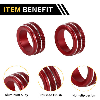 Audio Radio Volume Tune Switch Knob Cover Ring for Toyota Tacoma (2020–2023) Red