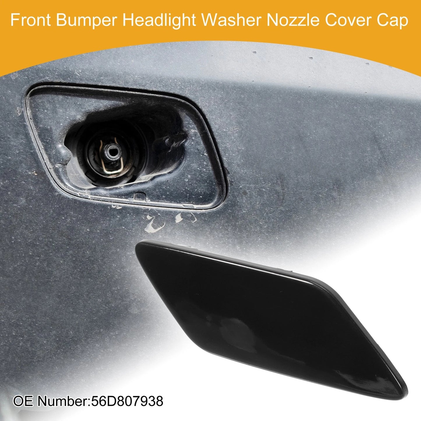 Front Right Washer Nozzle Cover Cap for VW Passat (2011–2018) 1Pcs Black