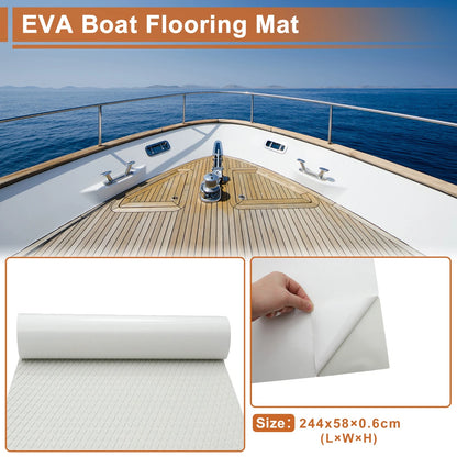 Self-Adhesive Boat Flooring Strip for Various Models (96" L x 23" W) Light Gray