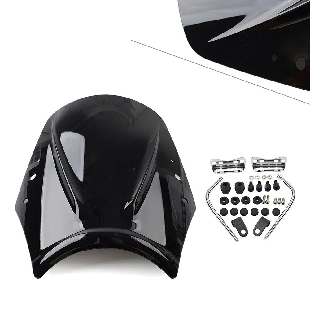 Black Windshield Deflector for Universal Motorcycle (Fits Most Models)