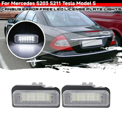 White LED License Plate Lights for Mercedes-Benz R171 W203 W211 W219 (2005–2007)