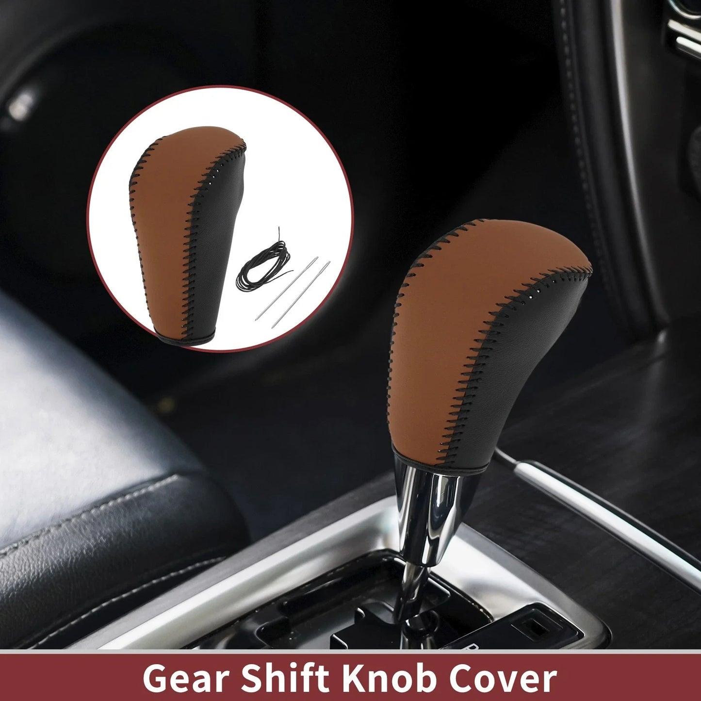 Gear Shift Knob Cover for BMW 3 Series E90 (2004-2012) Black Faux Leather