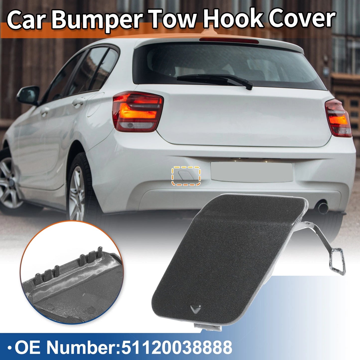 Rear Tow Hook Cover for BMW 1 Series F20 (2012–2019) No. 51120038888 Mineral Grey