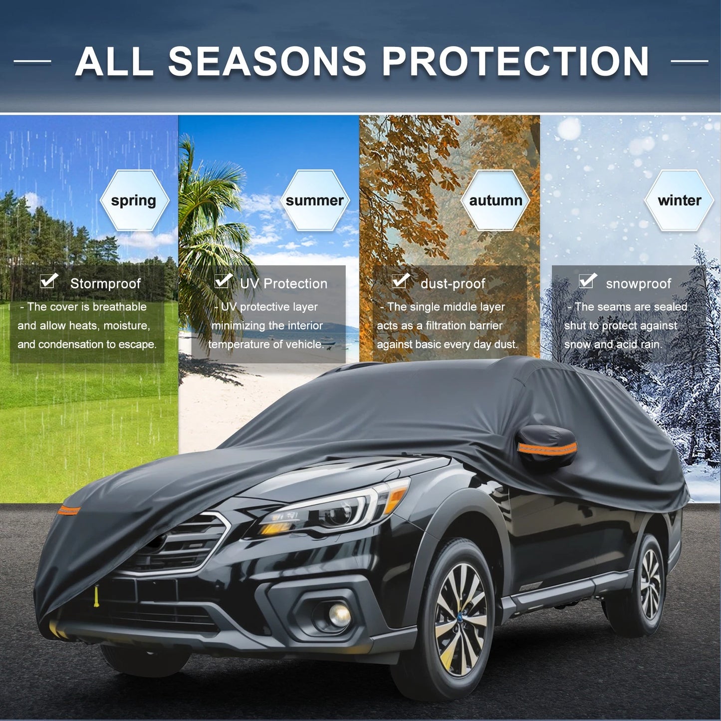Waterproof Car Cover for Subaru Outback (210D-PU, Zipper)