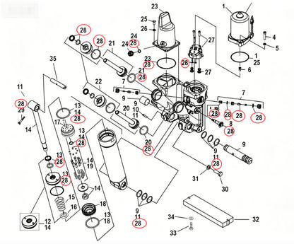 Trim Cylinder Seal Kit for Mercury 200 225 250HP Pro XS