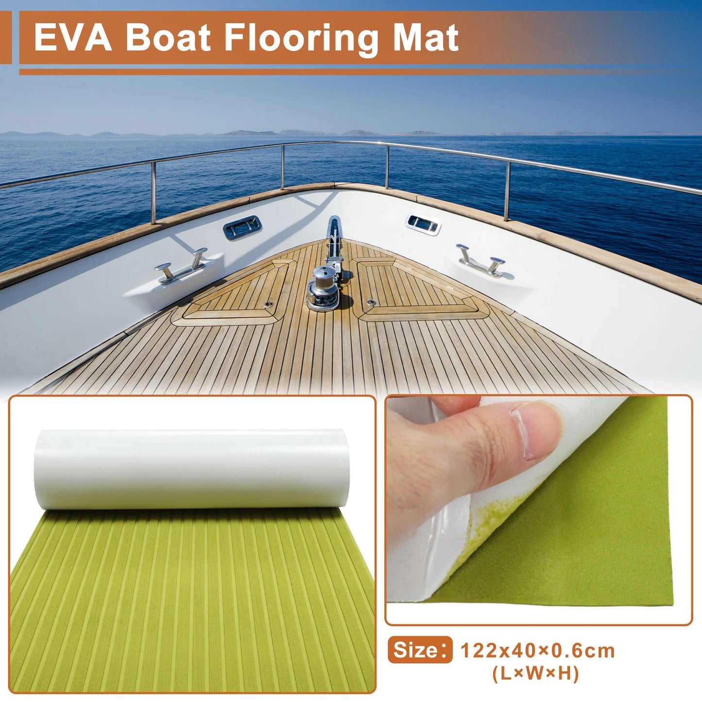 EVA Foam Boat Deck Flooring Strip 48"L x 16"W Peridot Green