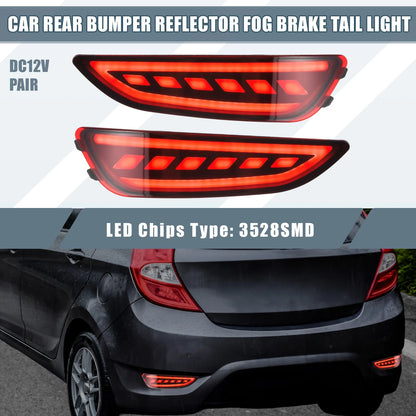 2X Rear Bumper Reflector LED Brake Lights for Hyundai Accent (2012–2017)