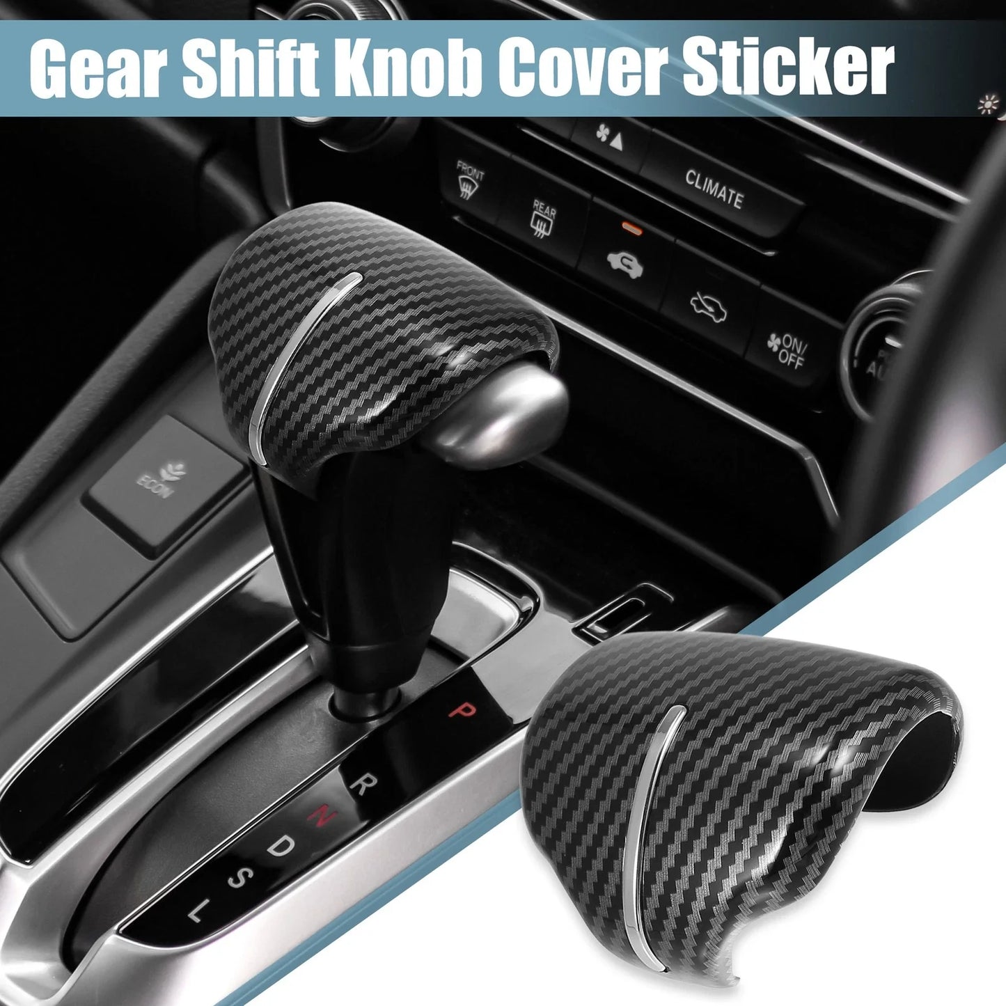 Gear Shift Knob Cover Sticker for Honda CR-V (2017-2023) - Carbon Fiber Silver Tone