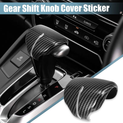 Gear Shift Knob Cover Sticker for Honda CR-V (2017-2023) - Carbon Fiber Silver Tone