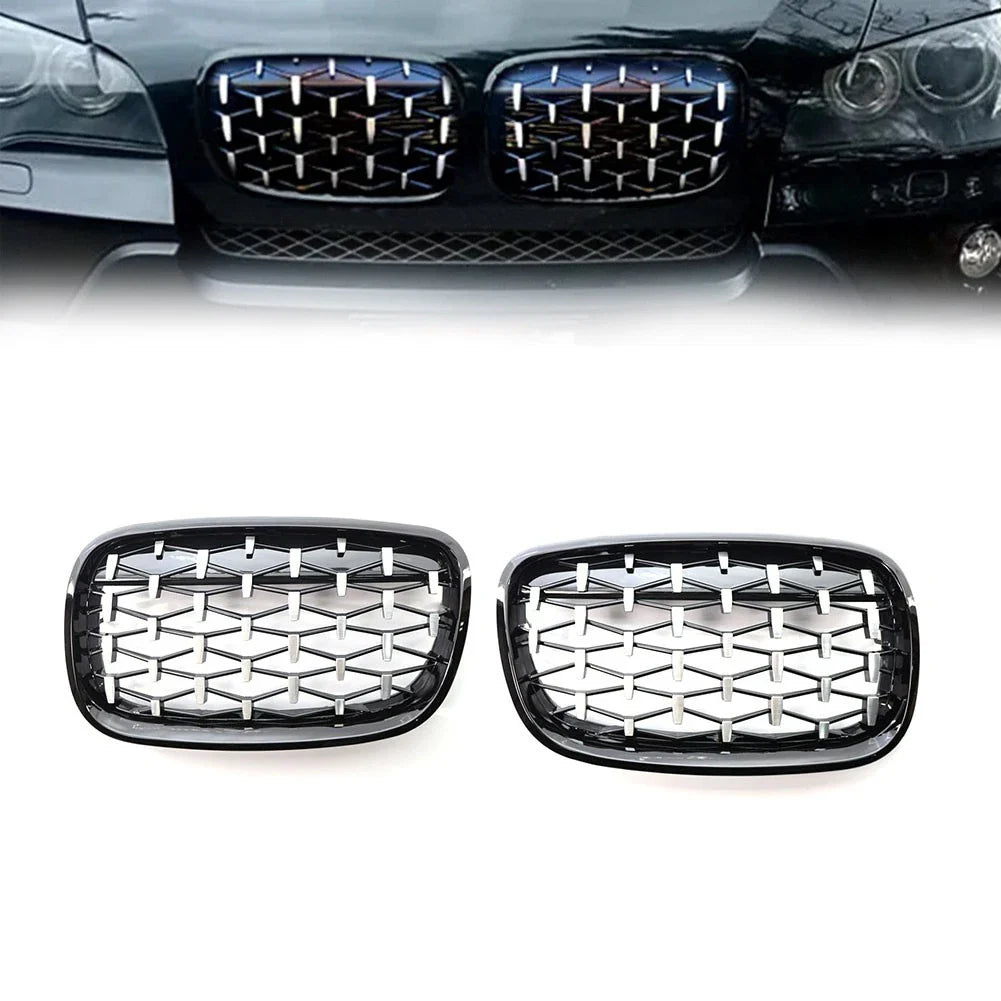 Black & Chrome Front Bumper Kidney Grille for BMW X5 E70, X6 E71 (2007-2013)
