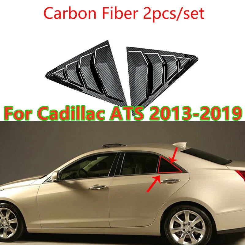 2 x Carbon Fiber Side Window Louver Shutter Cover for Cadillac ATS (2013–2019)
