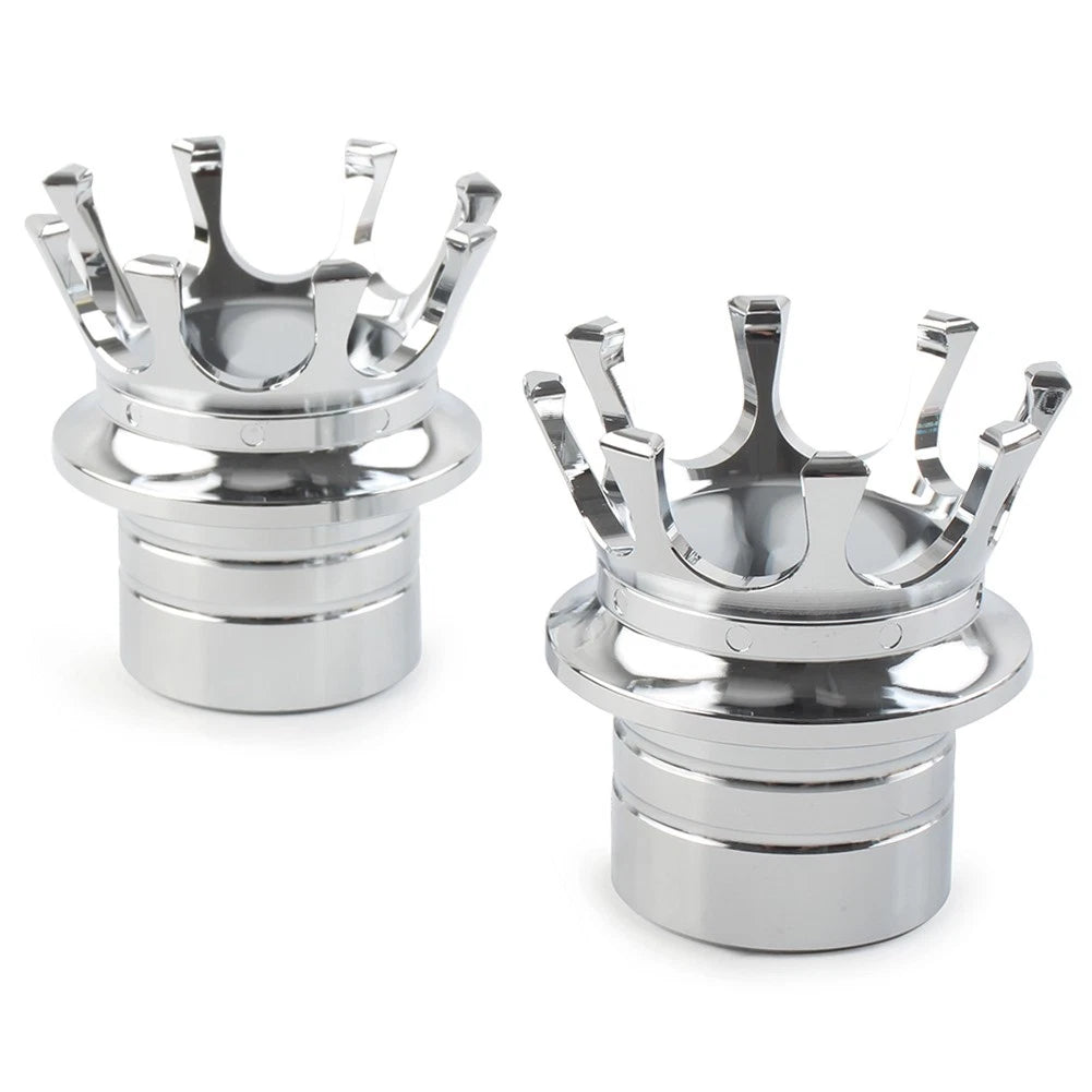 Crown Front Axle Nut Cover Pair for Harley Softail Sportster Road King (Chrome)