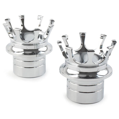 Crown Front Axle Nut Cover Pair for Harley Softail Sportster Road King (Chrome)