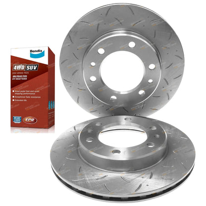 2 x Drilled Slotted Front Disc Brake Rotors for Toyota Hilux (1989–1999)