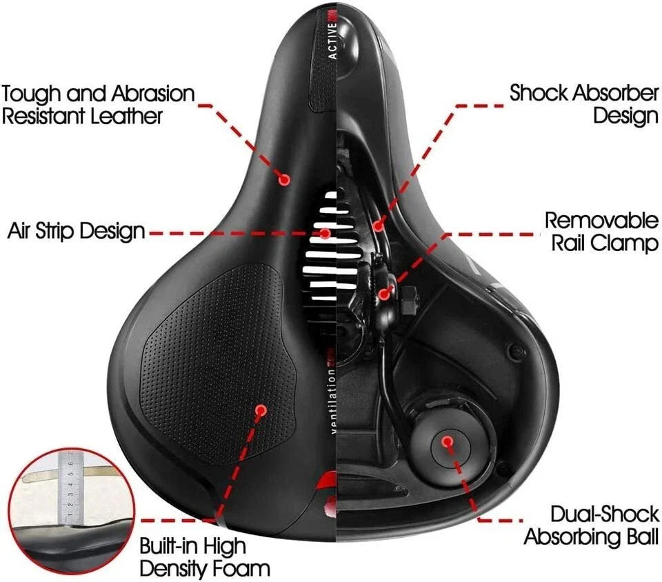 Wide Big Ergonomic Bicycle Seat for Cruiser Bike