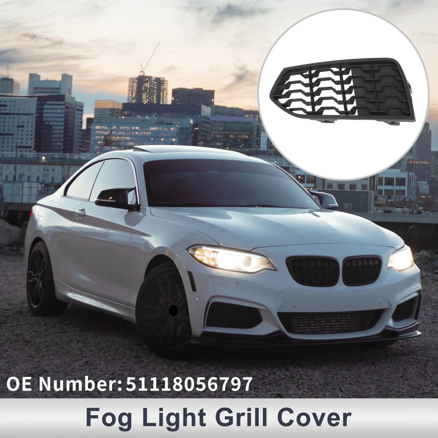 1pc Fog Light Grill for BMW 2 Series F22 (2012–2017) No. 51118056797