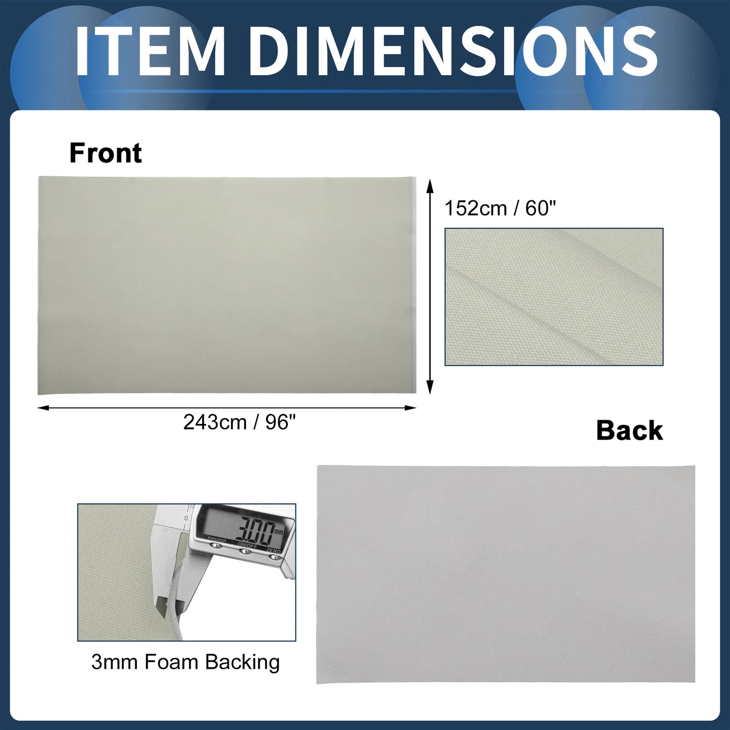 Mesh Fabric Headliner for Car Roof Repair 96"x60" Light Gray