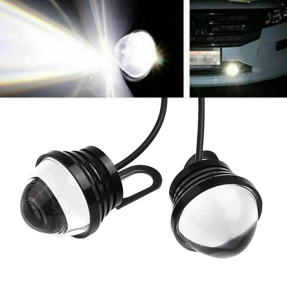 2 x LED White Fish Eye Car DRL 15W Projector Lens Fog Lamps Daytime Running Light
