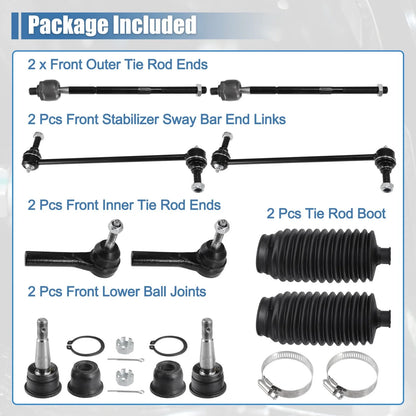10 x Car Front Inner Outer Tie Rod End Links for Chrysler Voyager (2001-2003)