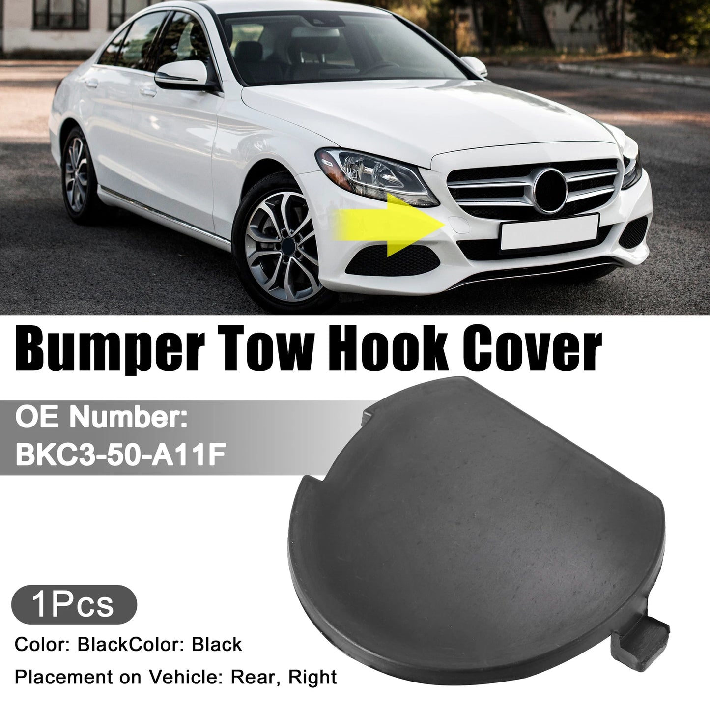 Tow Eye Hook Cover Cap for Mazda 3 Axela (2014–2016) Black 1pc