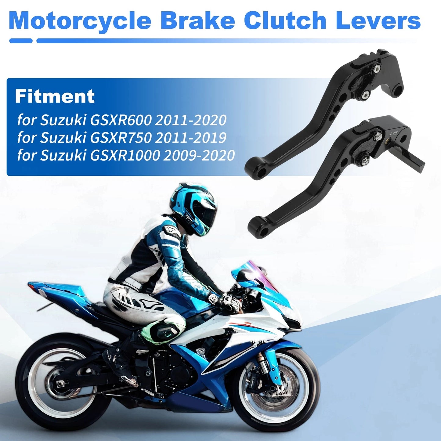 Short Brake Clutch Lever for Suzuki GSXR600 GSXR750 GSXR1000 (2006–2023) Black