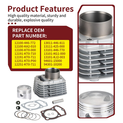 Top End Rebuild Kit with Piston and Gasket for Honda XR200 XR200R XL200R
