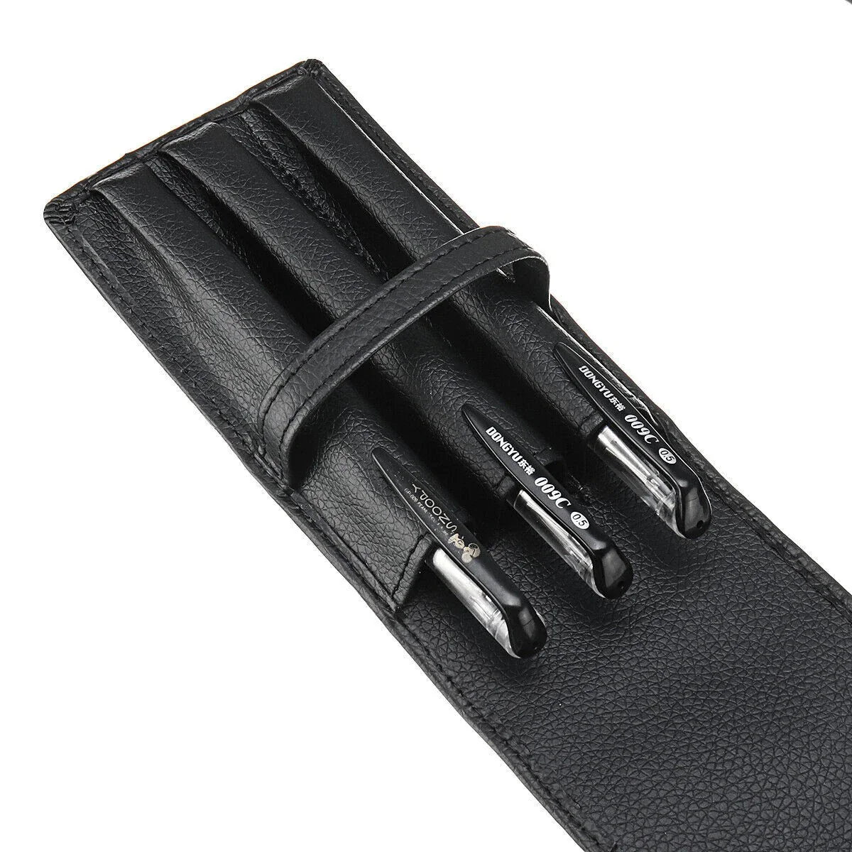 Pens Roller Storage Holder Leather Fountain Pen Case Pouch 3 Holes