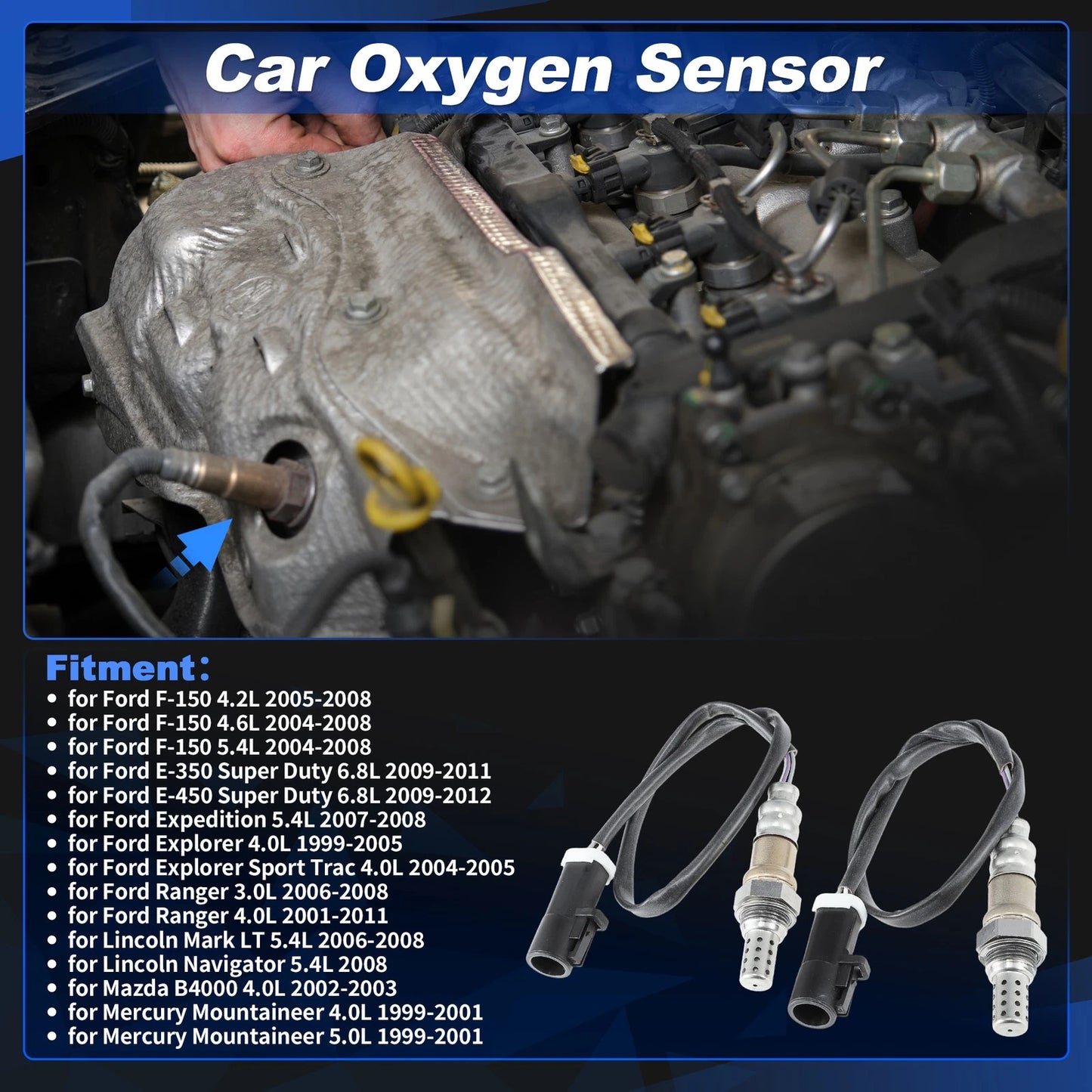 2X Upstream & Downstream O2 Sensors for Ford F-150 4.2L (2005–2008) 2344403/25024701