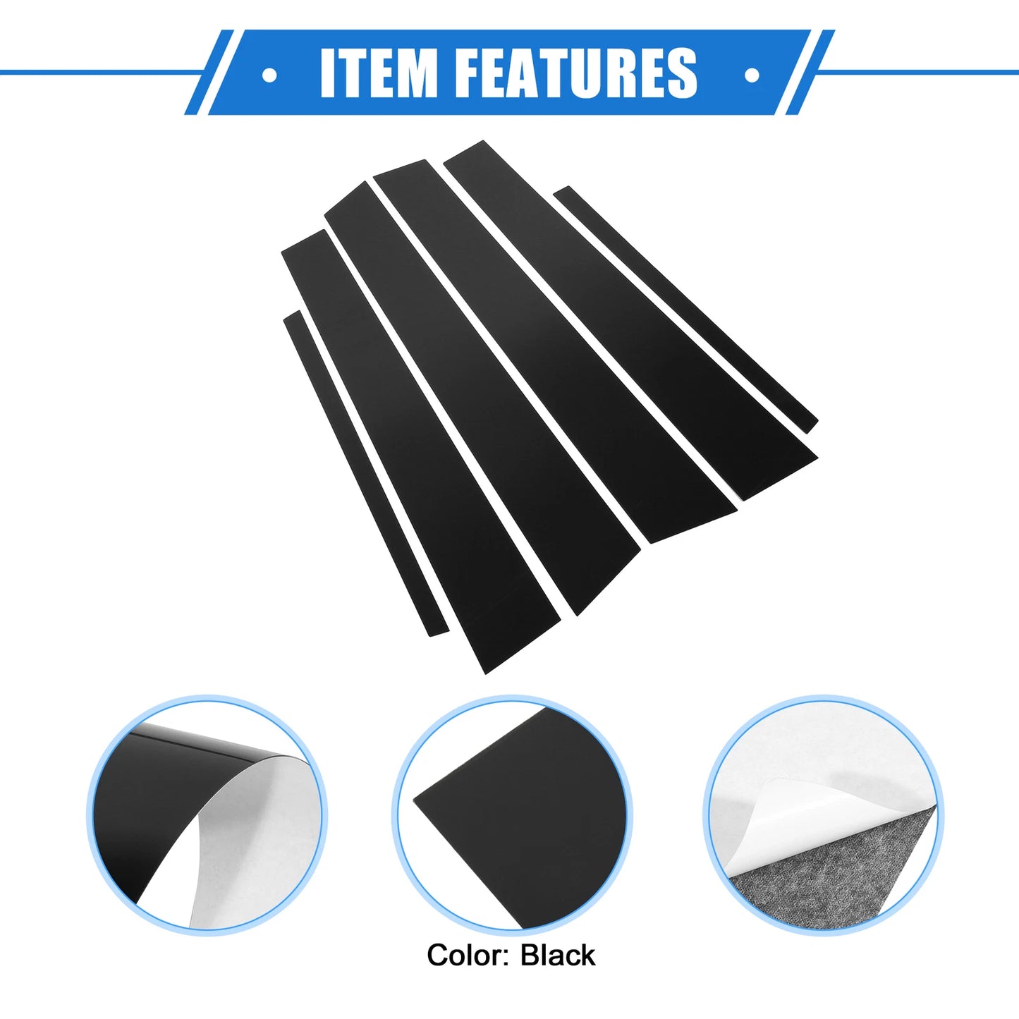 Set of 6 Pillar Posts Door Window Trim Covers for Honda Accord Sedan (2008–2012) Black