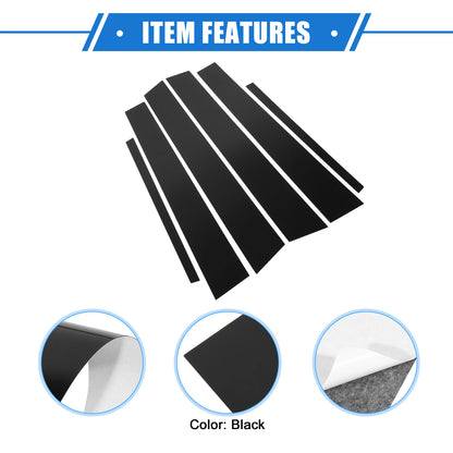 Set of 6 Pillar Posts Door Window Trim Covers for Honda Accord Sedan (2008–2012) Black