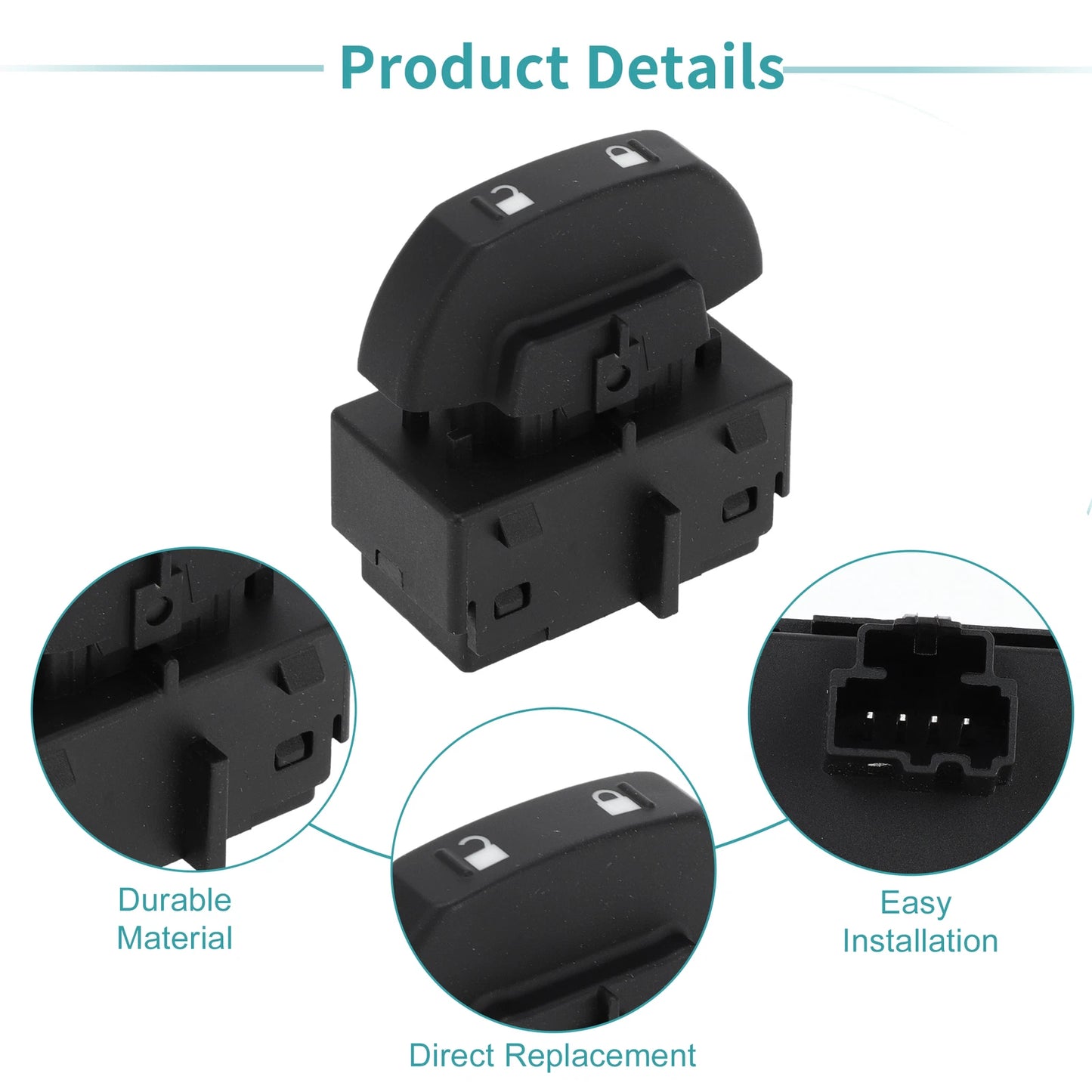 Door Lock Switch for Ford F-150 (2009) No. 9L3Z14028AA Black