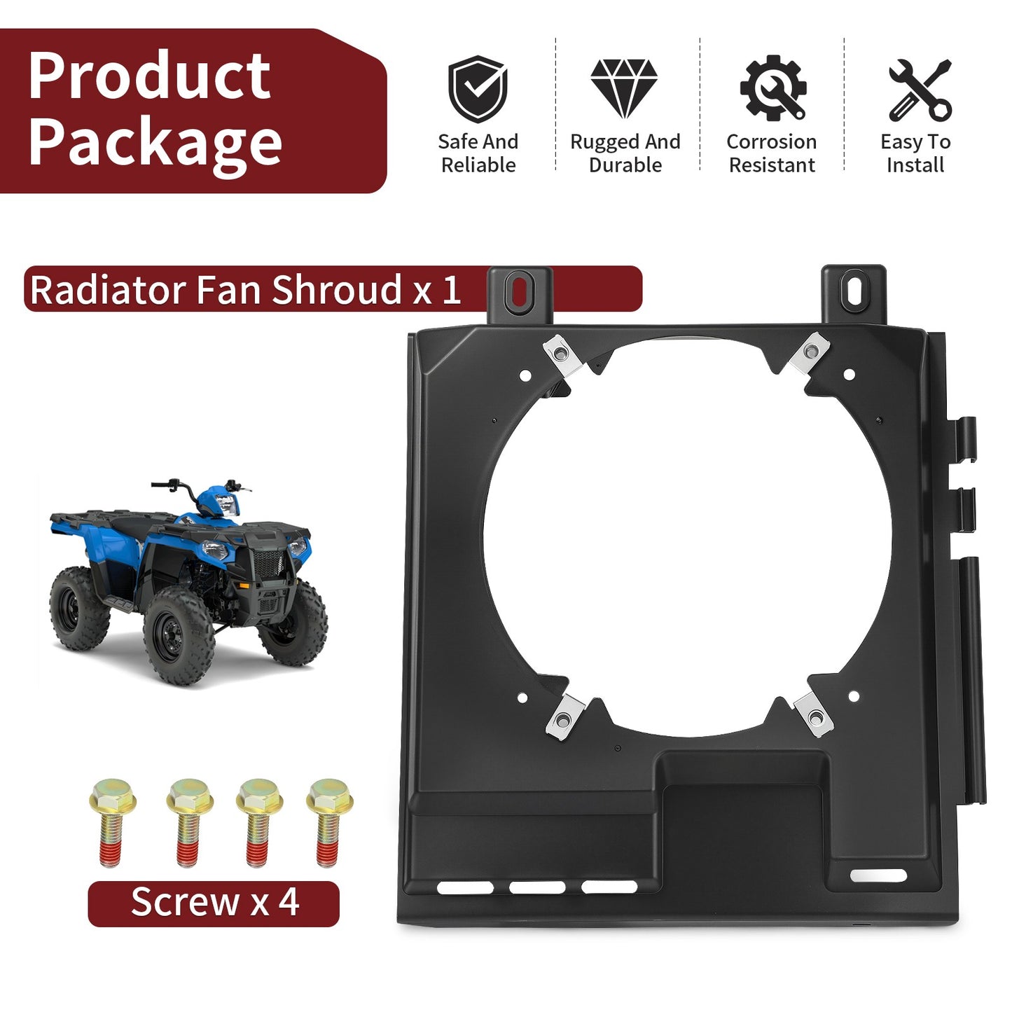 Radiator Fan Shroud for Polaris Sportsman 400 500 Magnum 500 Worker 500 (2000–2006)
