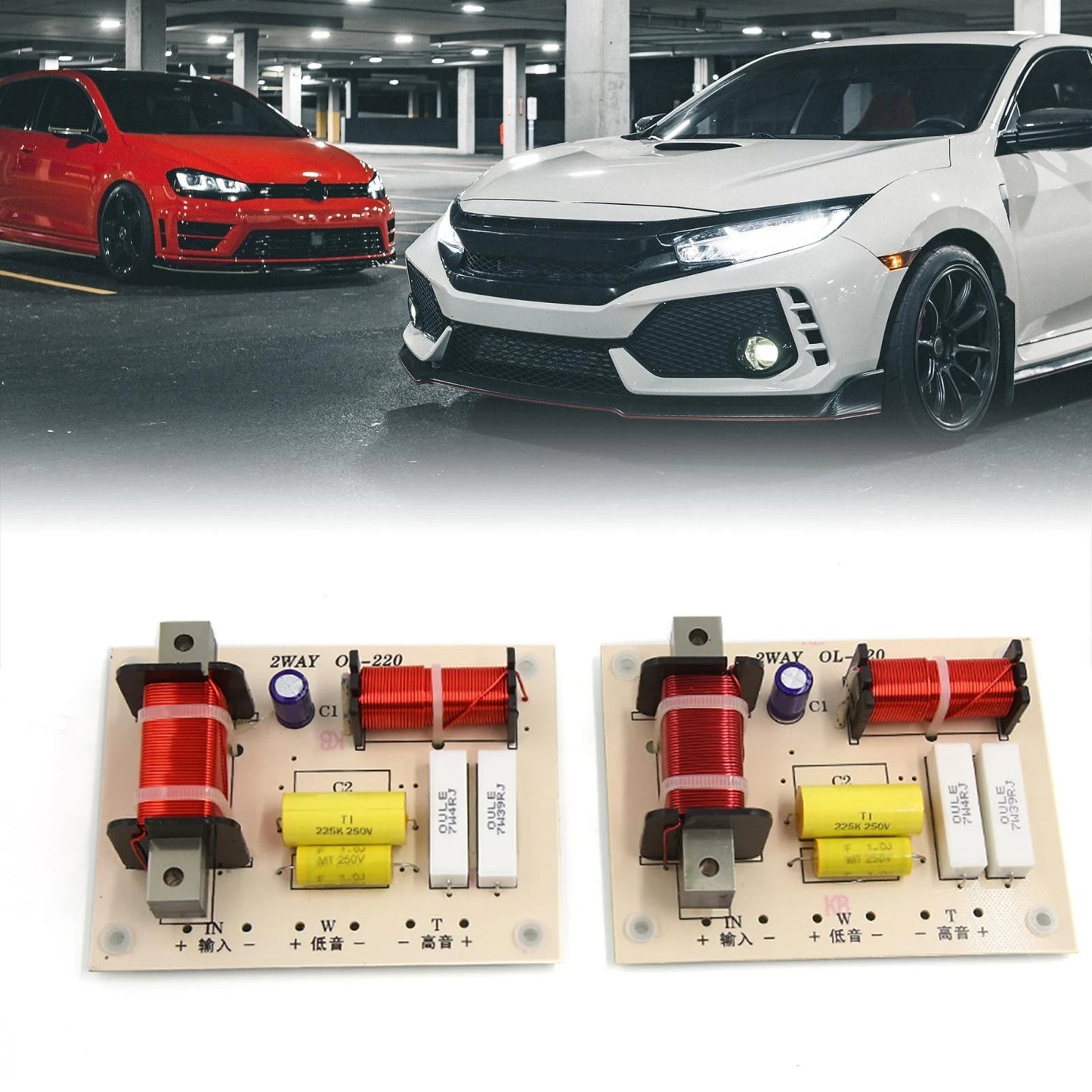 2X 180W Car Speaker Audio Crossover Filter 2 Way Frequency Divider