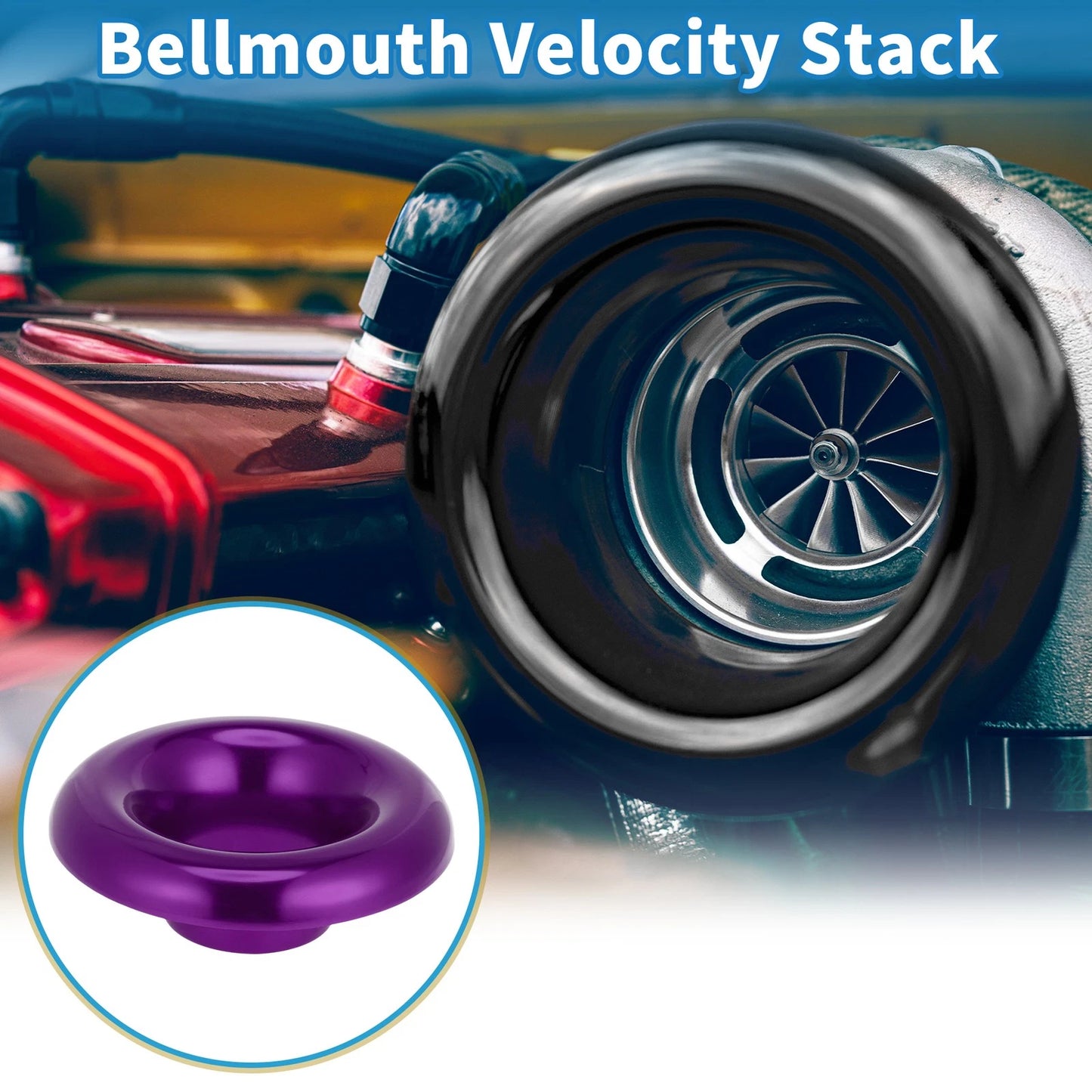 Velocity Stack Bellmouth for Turbo Engine Air Intake (2.87" ID, 6.50" OD)