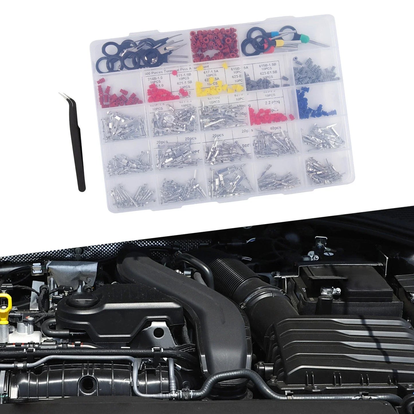 500-Piece Connector Pin Assortment with Easy Removal Features