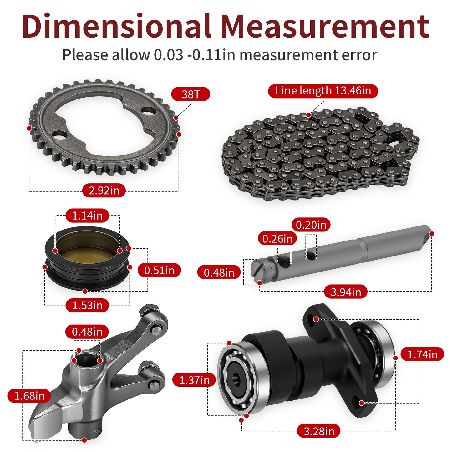 Camshaft Rocker Arm & Chain Gear Sprocket Kit for Honda TRX300EX (1993–2008)