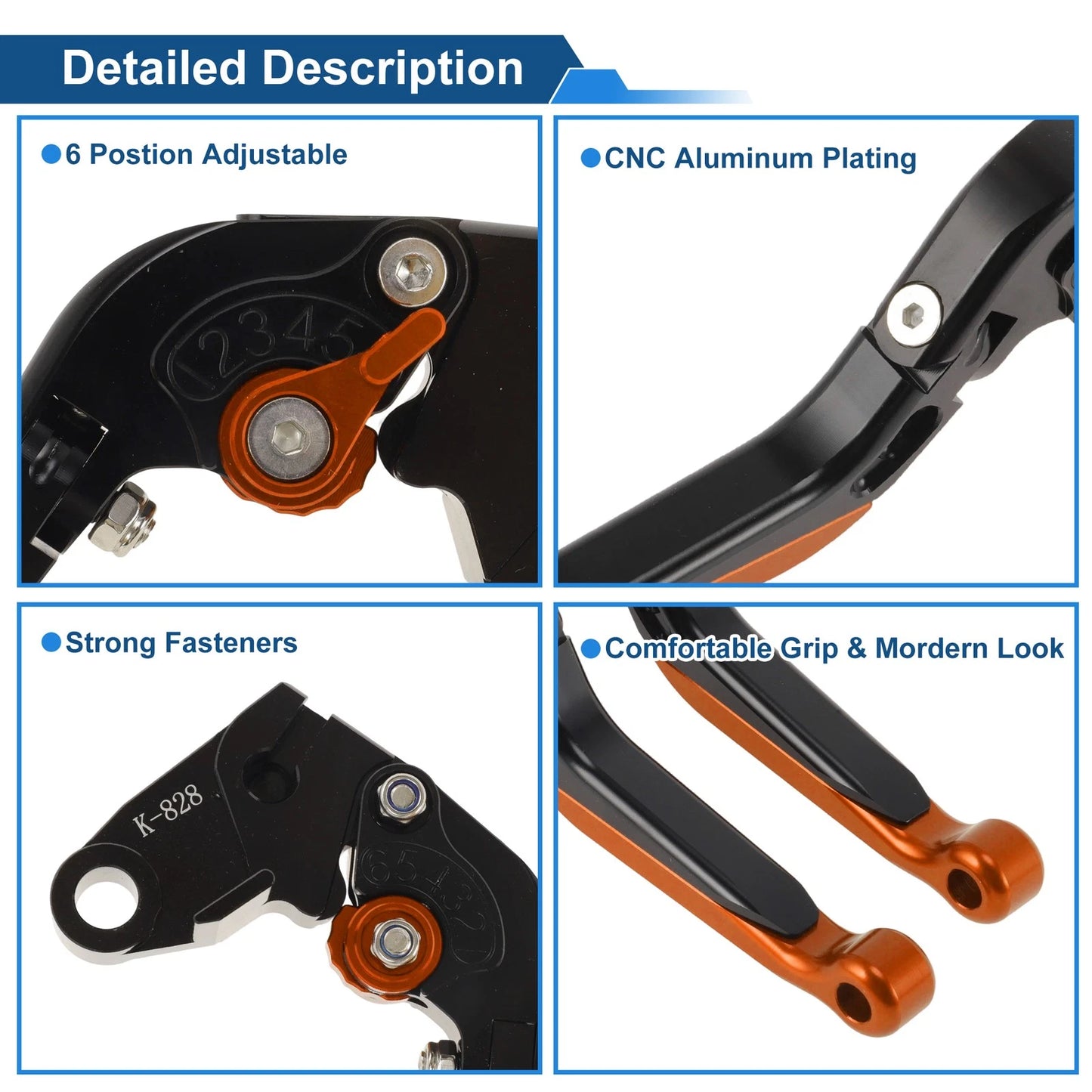 6-Speed Adjustable Brake Clutch Levers for Kawasaki Ninja ZX6R (2000–2004)