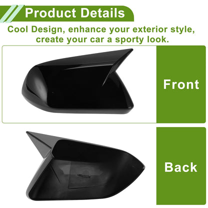 1 Pair Mirror Cover Cap for Ford Mustang (2015–2023) Gloss Black