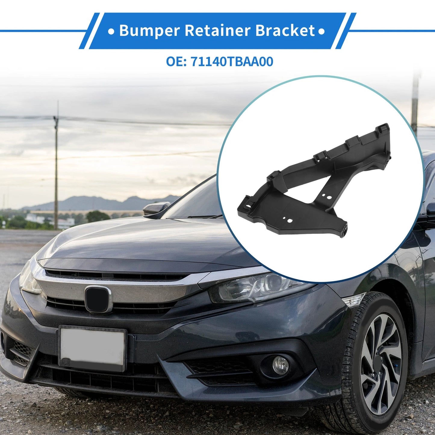 Front Right Bumper Retainer Bracket No. 71140TBAA00 for Honda Civic (2016–2021)