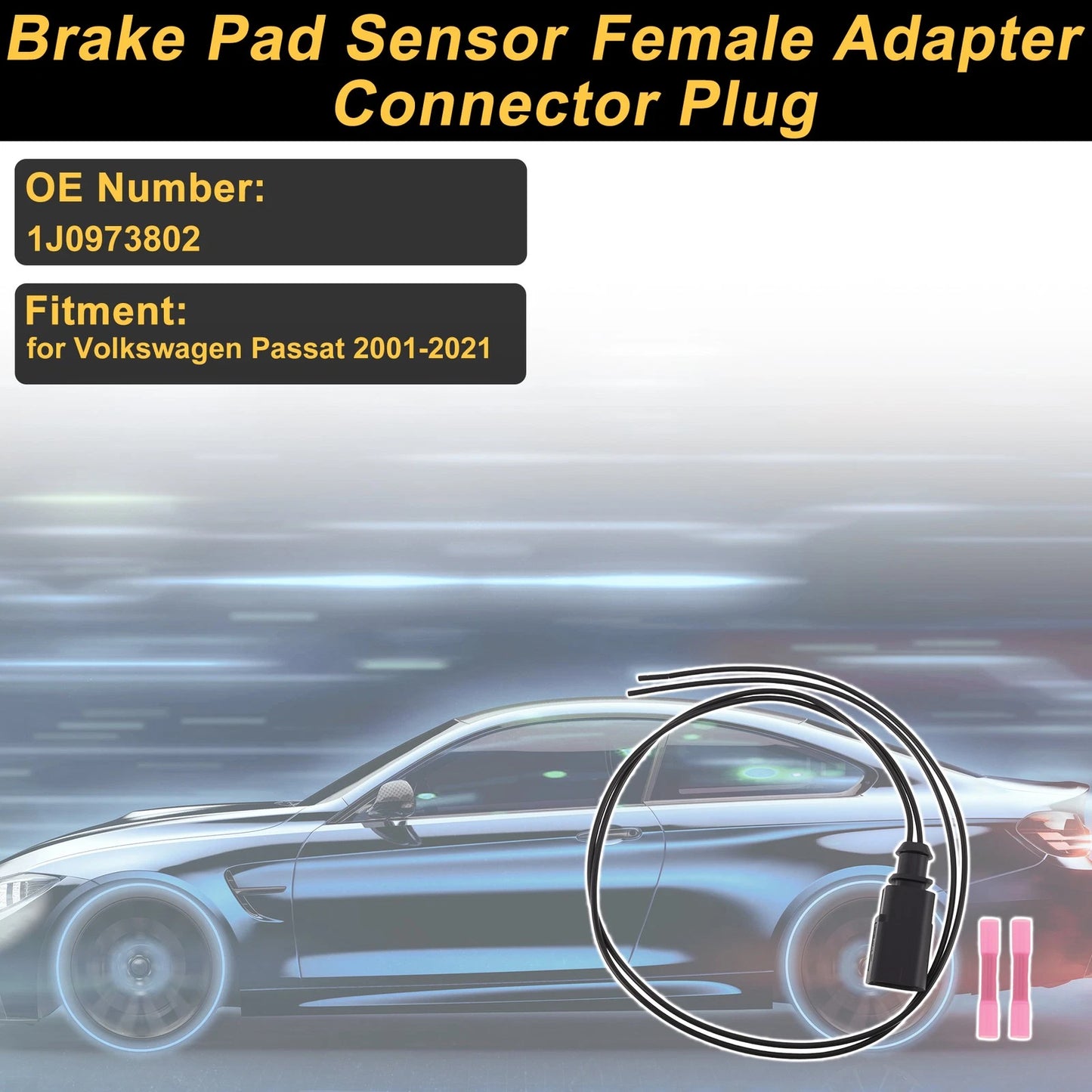 2 Pin Brake Pad Sensor Connector Plug for Volkswagen Passat (2001–2021) No. 1J0973802