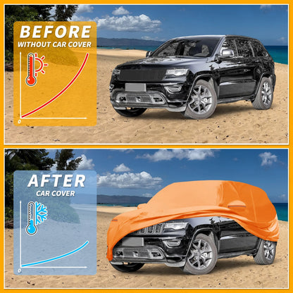 Waterproof Car Cover for Jeep Grand Cherokee (2002–2023) Orange Cotton