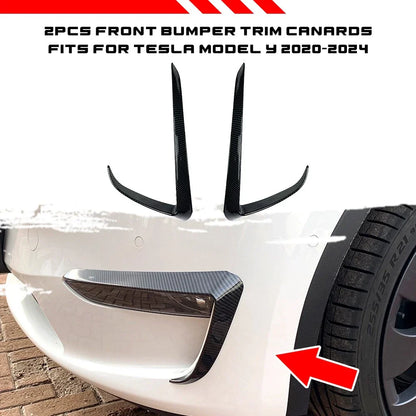 Adhesive Bumper Side C Canards Covers Trims for Tesla Model Y (2020–2024)
