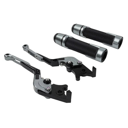 Folding Extendable Brake Clutch Levers & Handlebar Grips for Kawasaki ZX636R