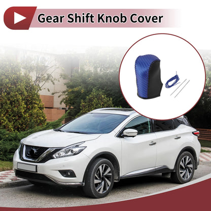 Gear Shift Knob Cover for Nissan Murano (2009–2013) Black Blue Faux Leather