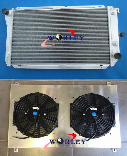 Aluminum Radiator & Shroud & Blue Hose & Fan for Falcon EF EL 4.0L (1994-1998)